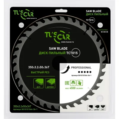 Диск пильный TUSCAR TCT015, Professional, 350х50x36T, дерево 5010151544-36-1