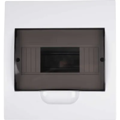 Щит распределительный бокс модульный встраиваемый Jazzway PDB/R 1008 белый с прозрачной крышкой 8 модулей (ЩРВ-П-8) IP41, 5071742