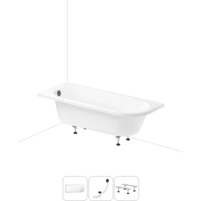 Акриловая ванна Lavinia Boho Art II в наборе 3 в 1: акриловая ванна (левый разворот), ножки, слив-перелив 202011000