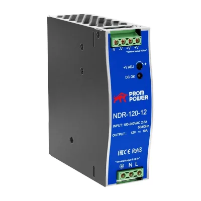 Источник питания Prompower ndr-120-12, на выходе 12 В DC, 10 а, 120 Вт. входное 85-264 В AC (120-370 В DC) NDR12012