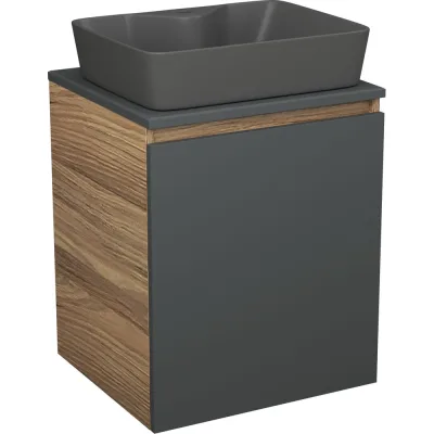 Тумба Bauedge Bau Dream Blackwood 50 графит, раковина BAU Cerama 48х37 темно-серая матовая SD4179