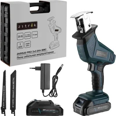 Пила сабельная аккумуляторная Zitrek ZKRS20 PRO в кейсе, 20В, 2x2.0Ач 085-1316