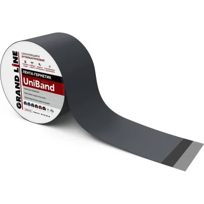 Герметизирующая лента Grand Line Uniband самоклеящаяся, ral 7024, темно-серая, 10 м, 10 см 461686
