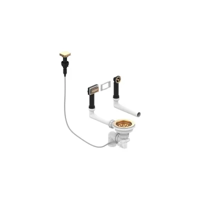 Выпуск для мойки с вертикальным переливом ALVEUS pop up bronze с рамкой и заглушкой 1144853