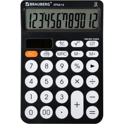 ΠΠ°Π»ΡΠΊΡΠ»ΡΡΠΎΡ Π½Π°ΡΡΠΎΠ»ΡΠ½ΡΠΉ BRAUBERG STYLE-12-BK 157Ρ
106 ΠΌΠΌ, 12 ΡΠ°Π·ΡΡΠ΄ΠΎΠ², Π΄Π²ΠΎΠΉΠ½ΠΎΠ΅ ΠΏΠΈΡΠ°Π½ΠΈΠ΅, ΡΠ΅ΡΠ½ΡΠΉ 272965