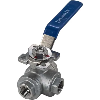 Кран шаровый NEWKEY трехходовой (L-тип) нержавеющий, AISI316 DN10 (3/8), (CF8M), PN64 NK-BTl10/6