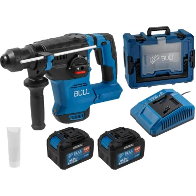 Аккумуляторный перфоратор BULL CBH 1826 Xcase, XLTpro, бесщеточный, 18 В, 2.6 Дж, 26 мм, 2x6 А*ч, з/у 1333736