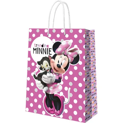 Пакет подарочный большой ND Play Minnie Mouse, Best friends forever 3D, белый горох на розовом, 330x455x100 мм 298530