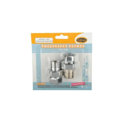 Американка для полотенцесушителя Terma прямая 1/2" в/н хром (пара) 29191