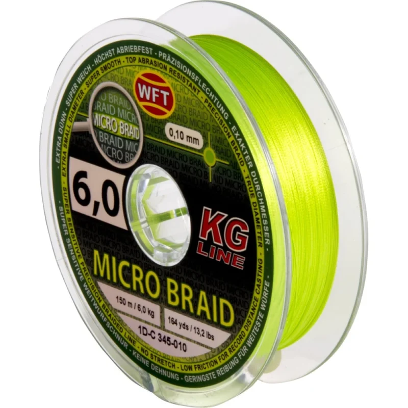 Плетеная леска WFT KG MICRO BRAID Chartreuse 150/0100 1D-C-345-010