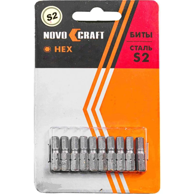 Биты шестигранные в слайдере (10 шт; HEX6; 25 мм) Novocraft B46-21-025060S