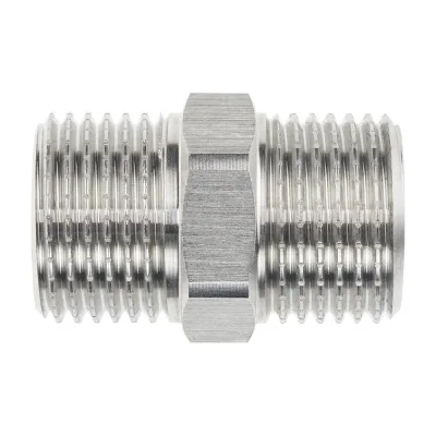 Ниппель (бочонок) усиленный удлиненный MPF 1/2", наружная/наружная резьба, нержавеющая сталь, ИС.072869