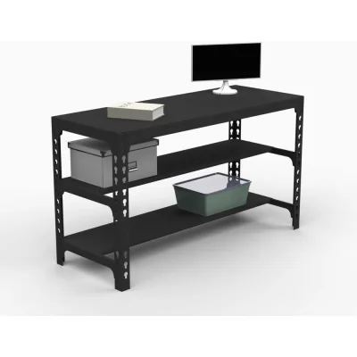 Стол металлический ООО Металекс 750x1000x400, две полки, черный 112289