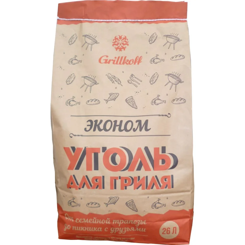 Древесный уголь для гриля Grillkoff эконом, пакет 26 л 28