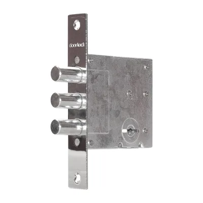 Корпус сувальдного замка DOORLOCK DL8257K/Z/60мм, 5 длинных ключей, хромированная фронтальная планка 26x155 мм, диаметр ригелей 14 мм 75327
