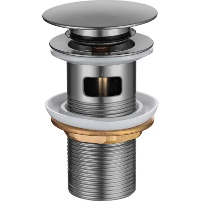 Сливной набор AQUATEK для раковины Push-open с переливом, оружейная сталь AQ6001BGM 00000144851