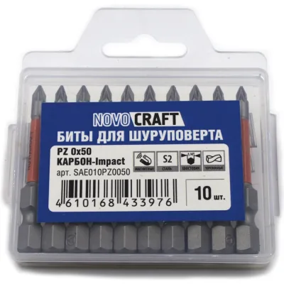 Биты для шуруповерта Novocraft PZ0, 50 Impact сталь s2, 10 шт SAE010PZ0050
