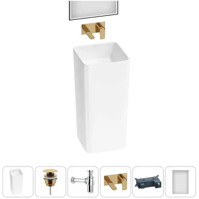 Набор Wellsee 5 в 1 Callipy Art напольная раковина 40x40x84 см 20218925R