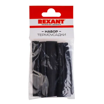 Трубка термоусадочная Rexant Glue ТУТ 3/1-12/4 мм 100 мм черная (7 шт.)