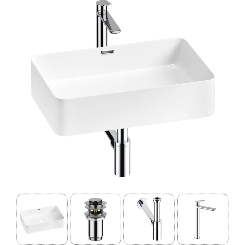 Комплект Wellsee 4 в 1 Lavinia Boho Bathroom Sink накладная раковина 55x37 см 20215231R