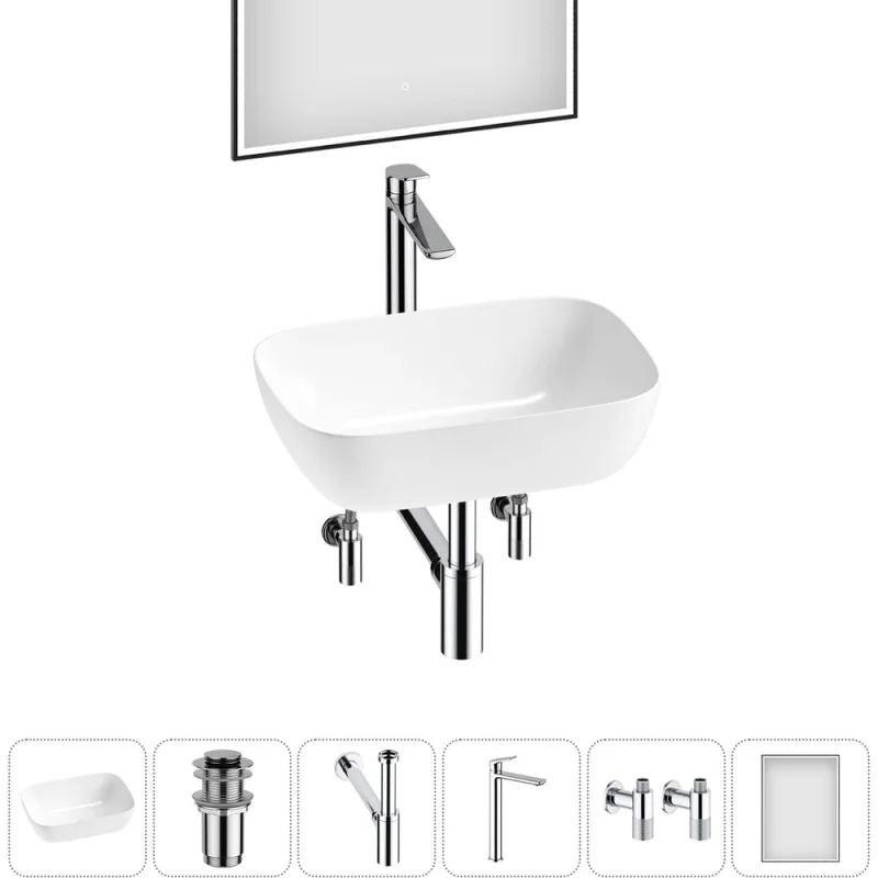 Комплект Wellsee 6 в 1 Lavinia Boho Bathroom Sink накладная раковина 46x33 см 20219313R