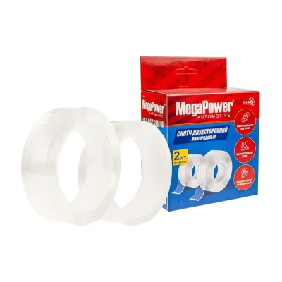 Двухсторонняя клейкая лента Megapower NANO набор из 2 шт: 30ммх3м, 30ммх5м, прозрачная, сверхсильная EW-101 524924