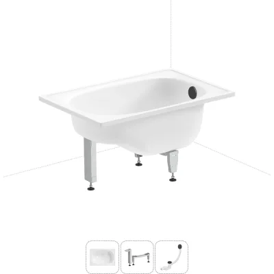 Комплект 3 в 1 Sanitana BLB Europa Mini стальная ванна 105x70 с ножками и сифоном (состои 20220543R