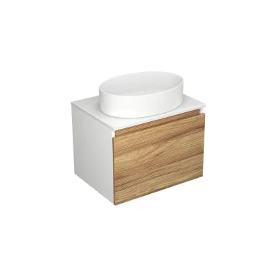 Комплект для ванной Bauedge 4 предмета (тумба Bau Dream Blackwood 60, раковина BAU Nimb 50x36, смеситель для раковины высокий Hotel Black, черный, выпуск клик клак, черный) BD1558