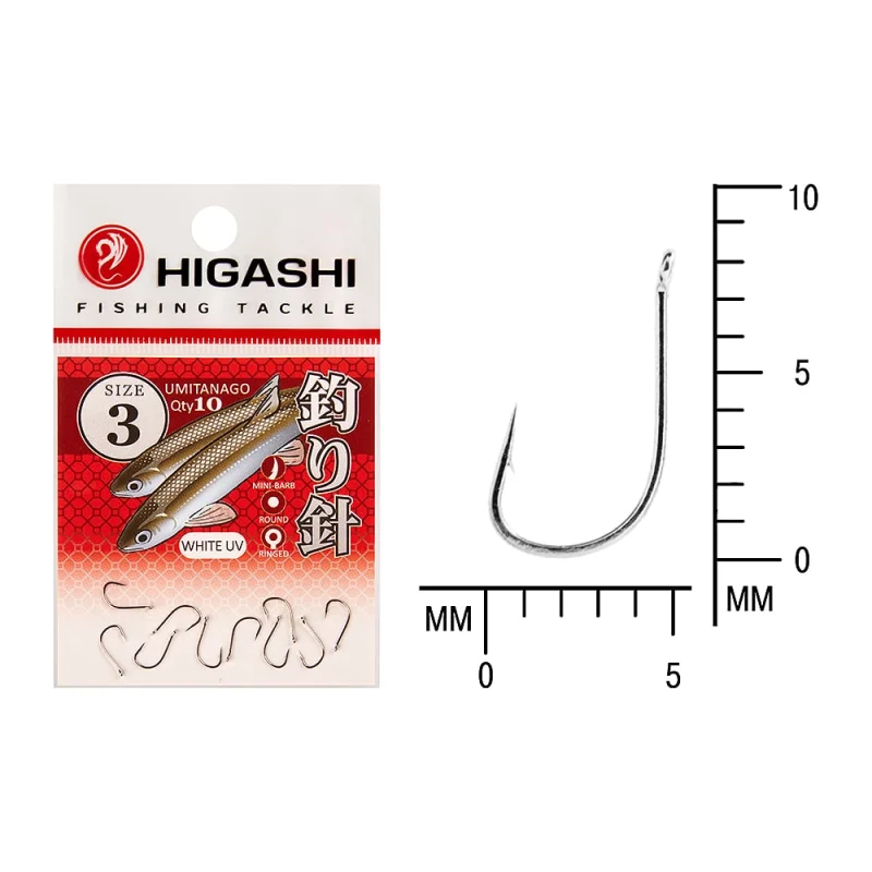 Крючок HIGASHI Umitanago ringed #3 White UV 03697