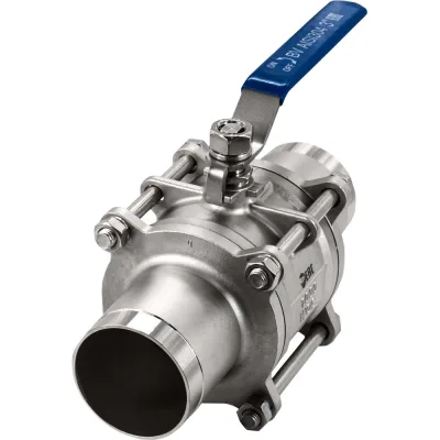 Кран шаровый приварной трехсоставной NEWKEY нержавеющий (3PC), AISI304 DN80 (3"), (CF8), PN25 NK-BE80/4