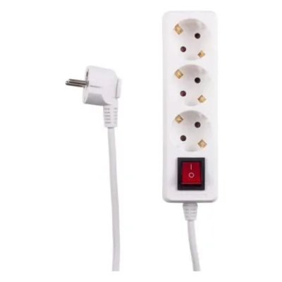 Удлинитель ЕТР 3 гнезда 2м, 10А/2,3кW с з/к и выкл., ПВС 3x0,75 "POWERMAN" ETP 77022
