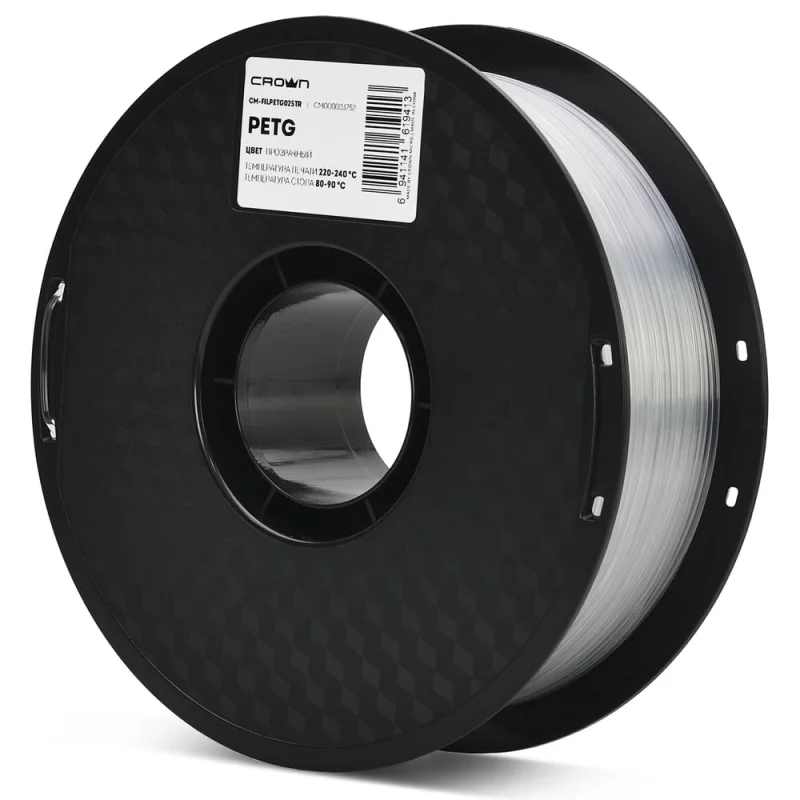 Филамент Crown CM-FILPETG025TR PETG 1.75 1кг прозрачный CM000003752