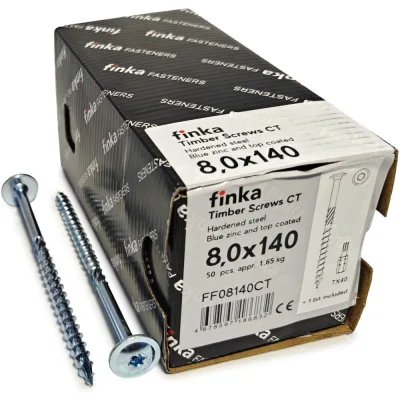 Шурупы конструкционные Finka Timber Screws CT 8,0x140 TX40 (Голубой цинк, тарелка, 50шт) FF08140CT