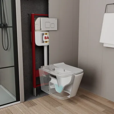 Рамная инсталляция для подвесного унитаза Bauedge BAU NEO 45 кнопка смыва BAU Soul, белая NEO45700-Q00014
