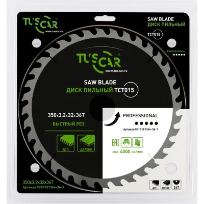 Диск пильный TUSCAR TCT015, Professional, 350х32x36T, дерево 5010151344-36-1