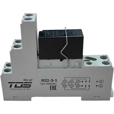 Промежуточное реле с колодкой TDS RS2-3-1, 2 перекидных контакта, DC 24В/8А TDS60960