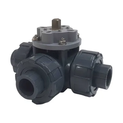Трехходовой шаровой кран TECHNO 3020T-PVC ПВХ, под привод DN20, рабоч. темп. -10~50C 655320