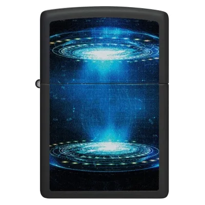 Зажигалка Zippo UFO Flame с покрытием Black Light, латунь/сталь, черная, матовая, 38x13x57 мм 48514