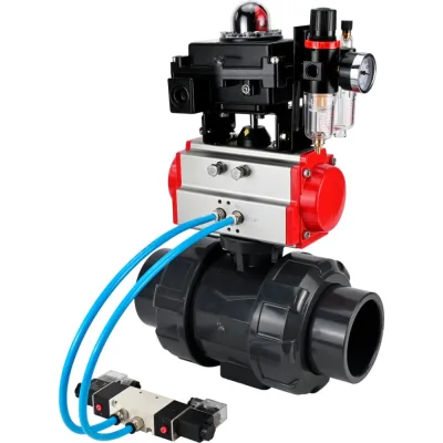 Кран шаровой НПВХ-НПВХ-E-FP-GRM-ISO Дн20 Ру10, пневмопривод, пневмораспр., БКВ, БПВ DN.ru D160-67596