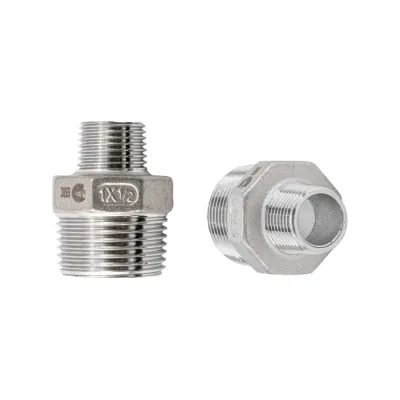 Ниппель стальной переходной NEWKEY ДУ 25х15 (1 х 1/2 дюйма) нержавеющий AISI 304 набор 2 шт NAB2-NK-NMH25х15/4
