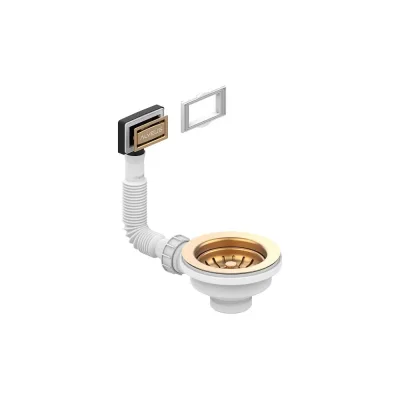 Выпуск для мойки ALVEUS 114 bronze с рамкой и заглушкой (гофра) 1144844