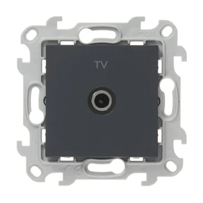 Розетка телевизионная Simon 24 Harmonie встраиваемая графит TV (2450476-038)
