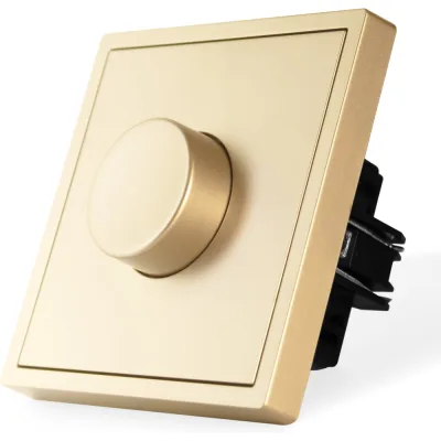 Диммер Vell золотой, механический поворотный, с тонкой пластиковой рамкой {GD-1D-Grand} 1394936