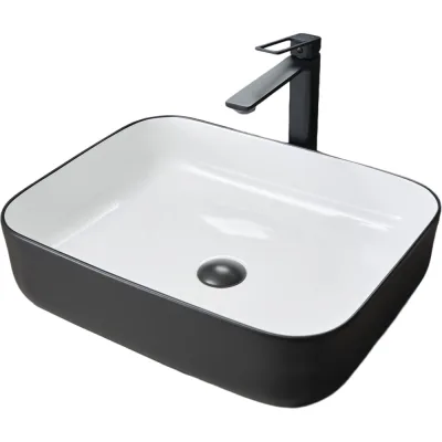 Раковина Gid Nc366 накладная белая/черная 50x39x13 52205