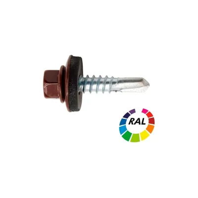 Саморез кровельный STALMAX LSR-M 5,5х19 (RAL 3011 (Коричнево-красный)) сверло №3 для мет. обреш. с EPDM шайбой (арт. 10324) оц. сталь (уп. 250 шт) 10324-023