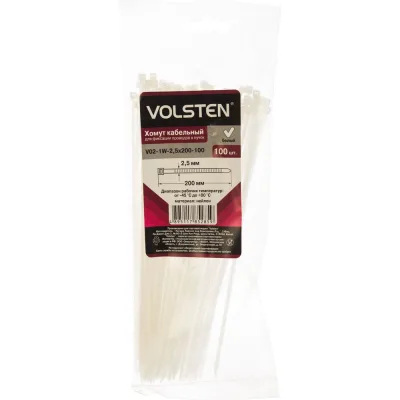 Хомут Volsten V02-1W-2,5х200-100, нейлон, 2,5х200, 100шт 9496