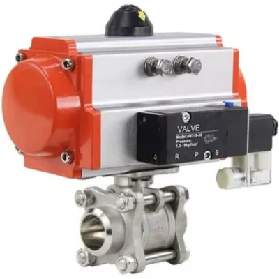 Кран шаровой DN.ru КШПП 316.200-ISO Ду40 Ру40, пневмопривод DA-083, пневмораспределитель 220VAC D160-74264