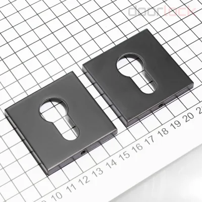 Ключевина под цилиндр Doorlock DL ES02/S/С Slim Black черная, квадратная розетка, пара 73263