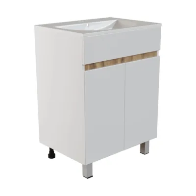 Тумба для ванной MIXLINE БРИКС-60 2 створки белый/дуб вотан под рак.Breeze 60 мебельный Sanita LuxeПВХ 556812