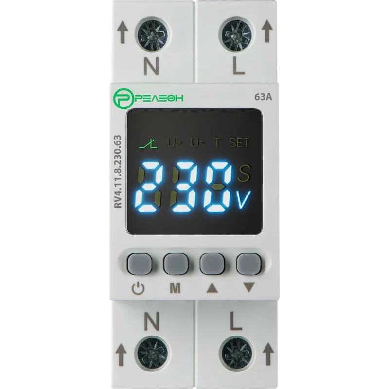 Реле контроля напряжения Релеон 1L, 230В AC, 1НО, 63А, RV411823063